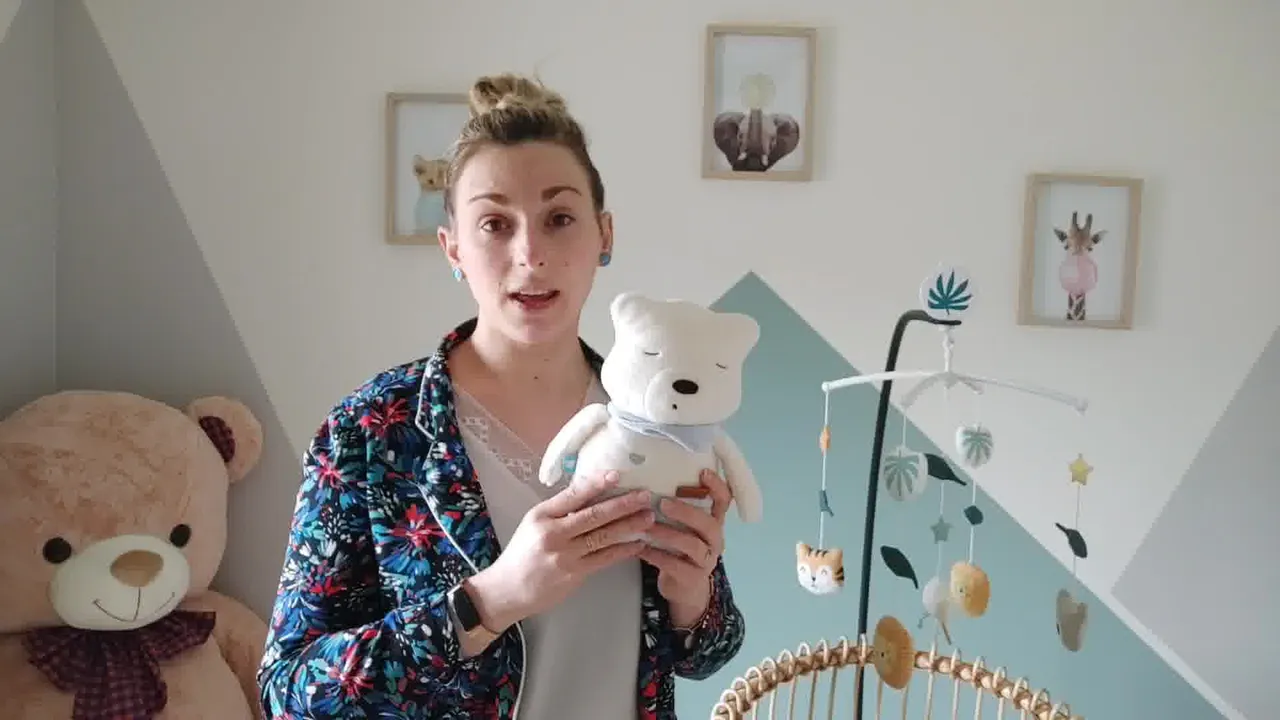 MyHummy Ours Lucas Aide Au Sommeil Bébé – Bruit Blanc, Berceuses, Musique Classique, Capteur Auto, Enregistrement Personnalisé